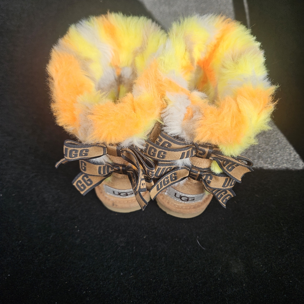 UGG Kids' Fluffy Orange and Yellow Boots